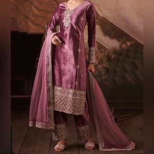 Lashkara purple velvet suit
